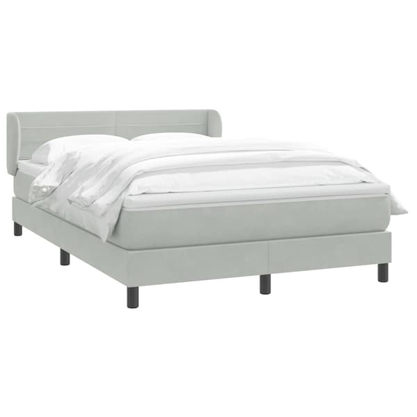vidaXL Ramsäng med madrass ljusgrå 160x220 cm sammet Grå