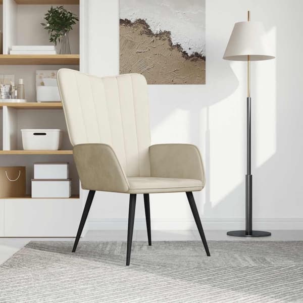 vidaXL Vilstol gräddvit sammet Creme