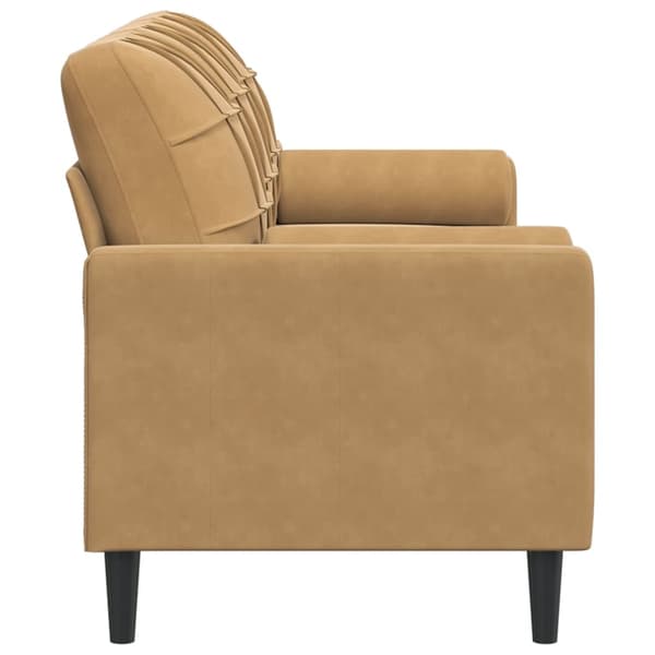 vidaXL 3-sitssoffa med prydnadskuddar brun 180 cm sammet Brun