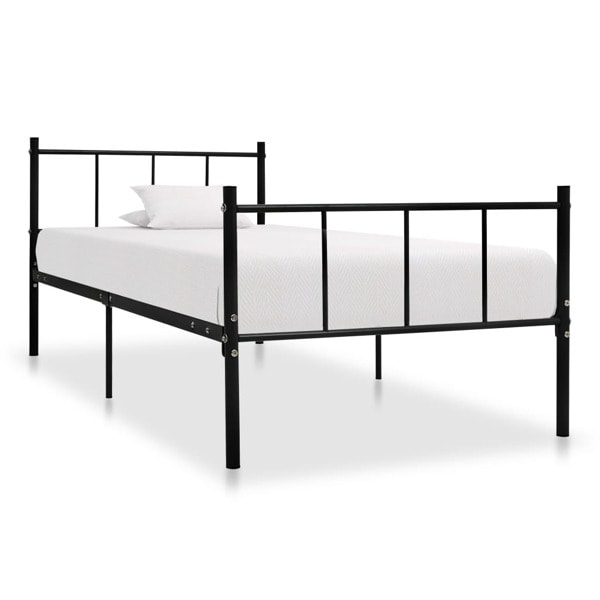 vidaXL Sängram utan madrass svart metall 90x200 cm Svart