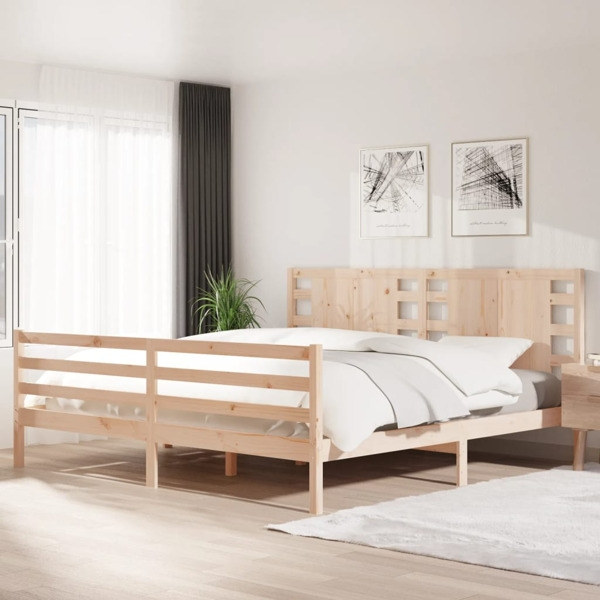 vidaXL Sängram massiv furu 200x200 cm Brun