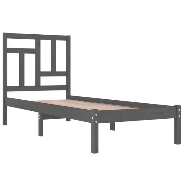 vidaXL Sängram grå massiv furu 90x200 cm Grå
