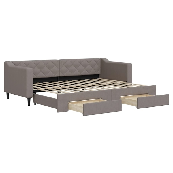 vidaXL Dagbädd utdragbar med lådor taupe 80x200 cm tyg Taupe
