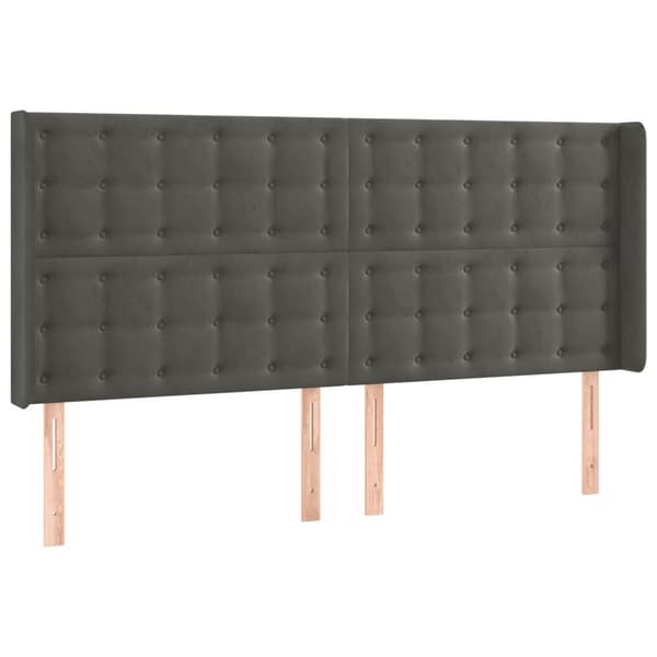 vidaXL Sänggavel med kanter mörkgrå 163x16x118/128 cm sammet Grå