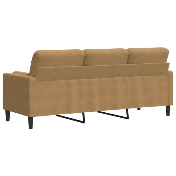 vidaXL 3-sitssoffa med prydnadskuddar brun 180 cm sammet Brun