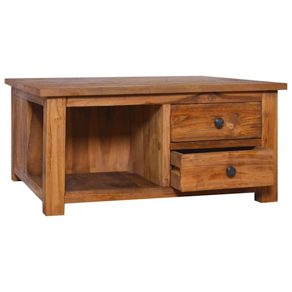 vidaXL Soffbord 68x68x33 cm massiv teak Brun