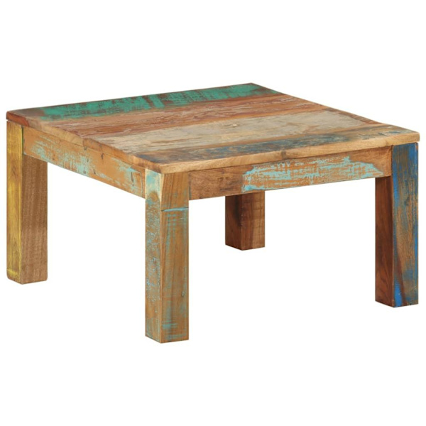 vidaXL Soffbord 60x60x35 cm massivt återvunnet trä multifärg