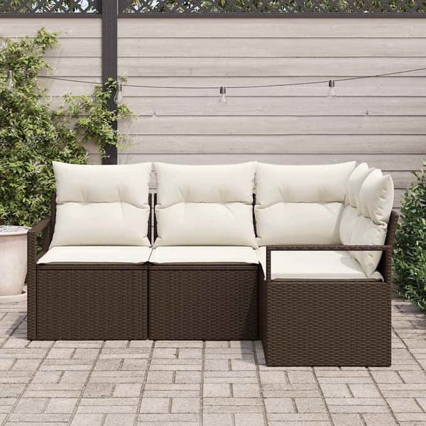 vidaXL Soffset 4 st Brun och Kräm konstrotting Brun
