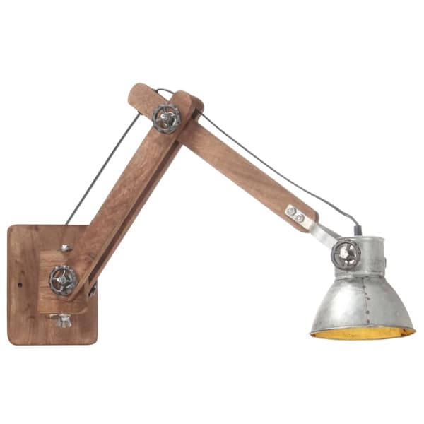 vidaXL Vägglampa industriell stil silver rund E27 Silver