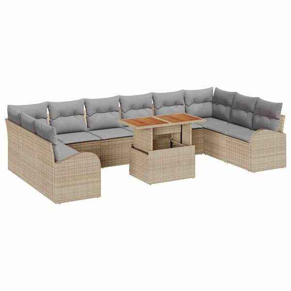 vidaXL Trädgårdsoffset 11 st beige och ljusgrå Beige