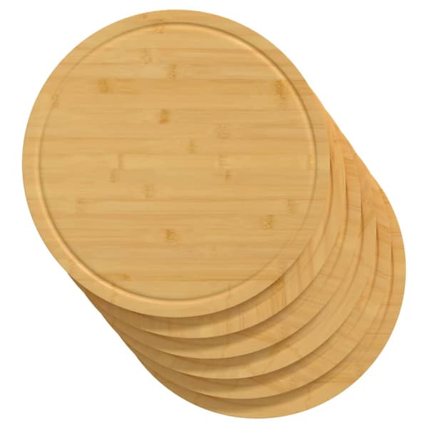 vidaXL Skärbrädor 6 st Ø30x1,5 cm bambu Brun