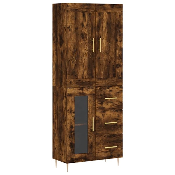 vidaXL Högskåp rökfärgad ek 69,5x34x180 cm konstruerat trä Brun