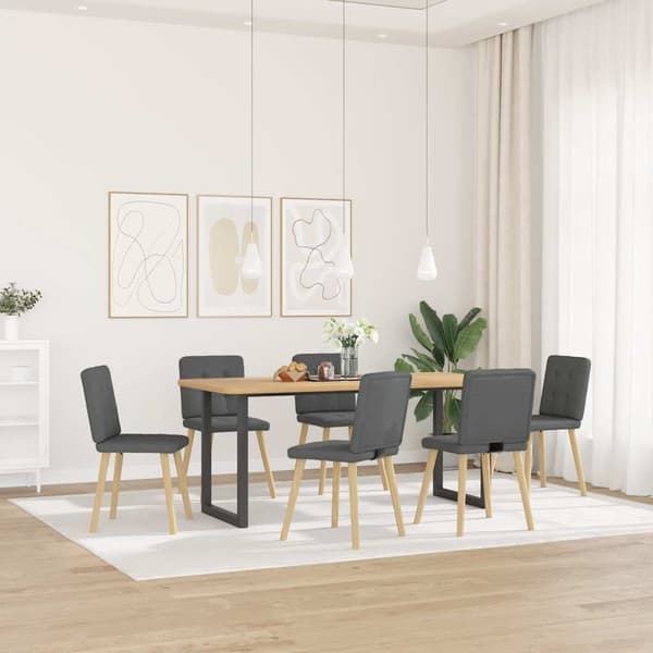 vidaXL Matstolar 6 st mörkgrå tyg Grå