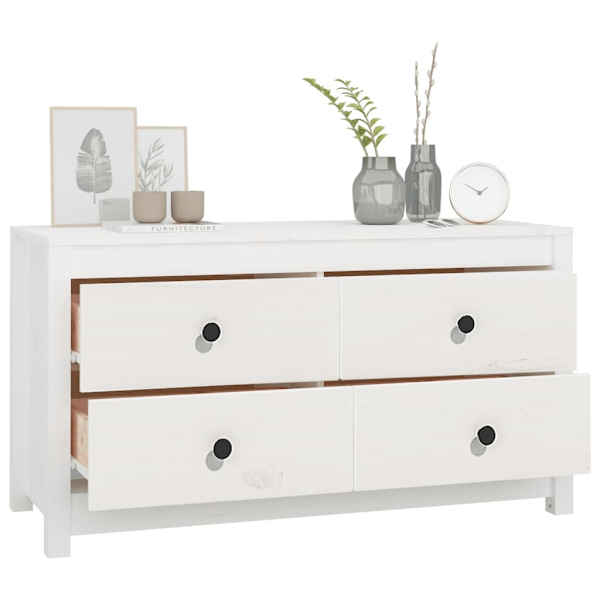 vidaXL Sidoskåp vit 100x40x54 cm massiv furu Vit