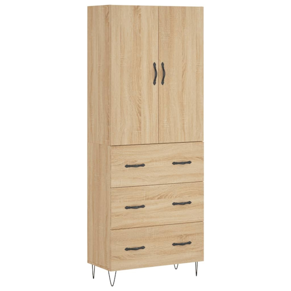 vidaXL Högskåp sonoma-ek 69,5x34x180 cm konstruerat trä Brun