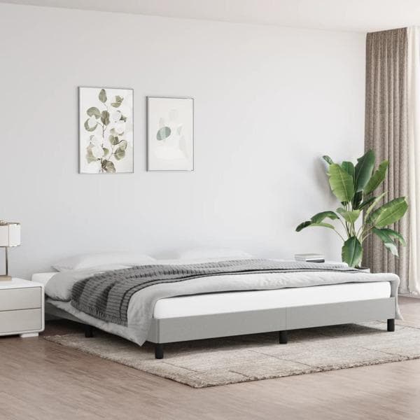 vidaXL Sängram ljusgrå 200x200 cm tyg Grå