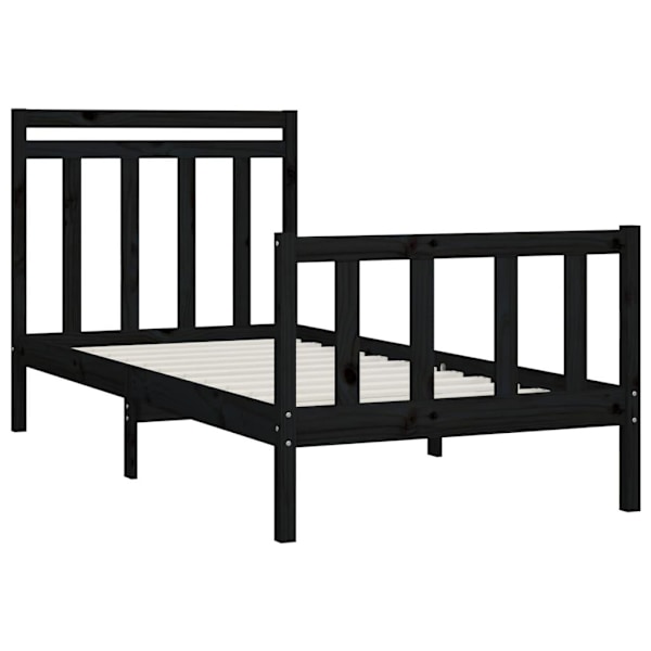 vidaXL Sängram svart massivt trä 90x200 cm enkelsäng Svart