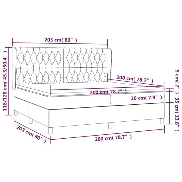 vidaXL Ramsäng med madrass ljusgrå 200x200 cm tyg Grå
