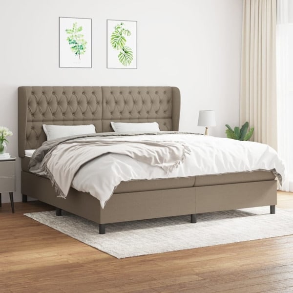vidaXL Ramsäng med madrass taupe 200x200 cm tyg Taupe