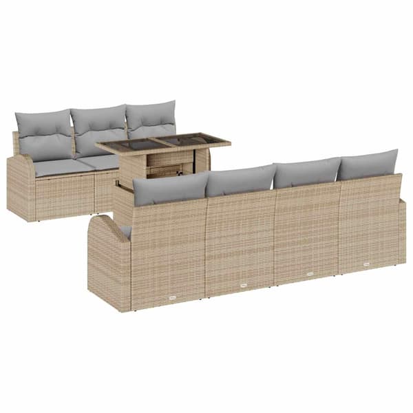 vidaXL Trädgårdsoffset 8 st Beige Poly rattan Beige