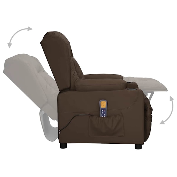 vidaXL Massagefåtölj brun konstläder Brun