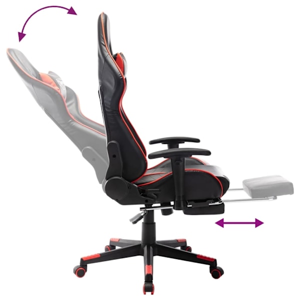vidaXL Gamingstol med fotstöd svart och röd konstläder multifärg