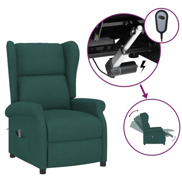 vidaXL Elektrisk reclinerfåtölj mörkgrön tyg Grön