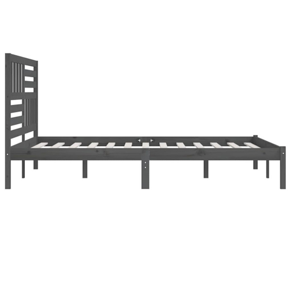 vidaXL Sängram grå massiv furu 200x200 cm grå