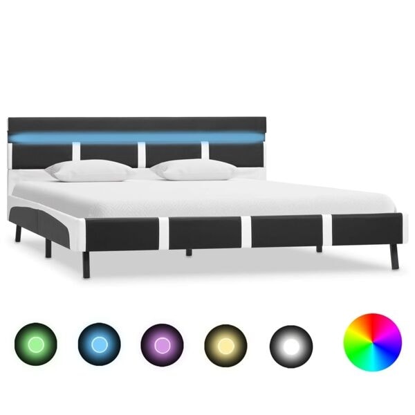 vidaXL Sängram med LED grå konstläder 160x200 cm grå
