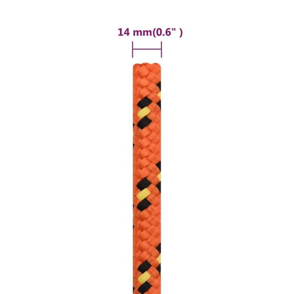 vidaXL Båtlina orange 14 mm 100 m polypropen