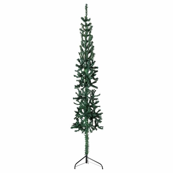 vidaXL Smal halv plastgran med stativ grön 120 cm Grön