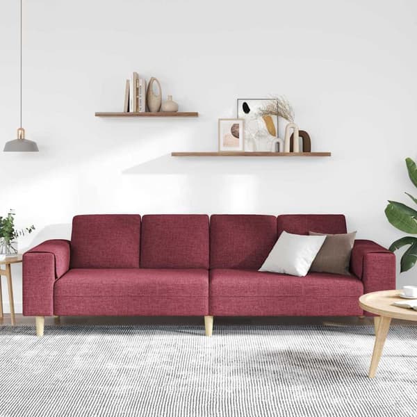 vidaXL Vardagsrumsoffa Vinröd 250 x 77 x 76 cm Polyester Röd