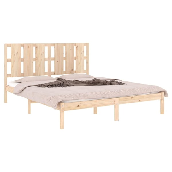 vidaXL Sängram massiv furu 160x200 cm Brun
