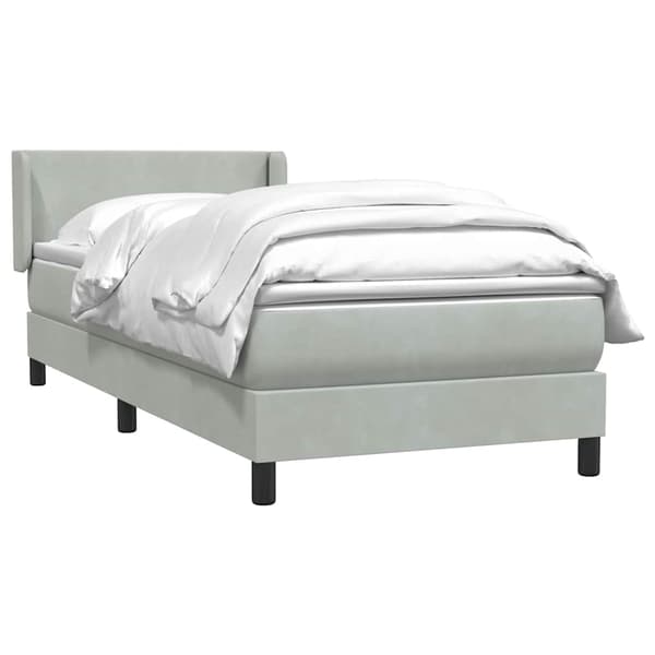 vidaXL Ramsäng med madrass ljusgrå 80x210 cm sammet Grå
