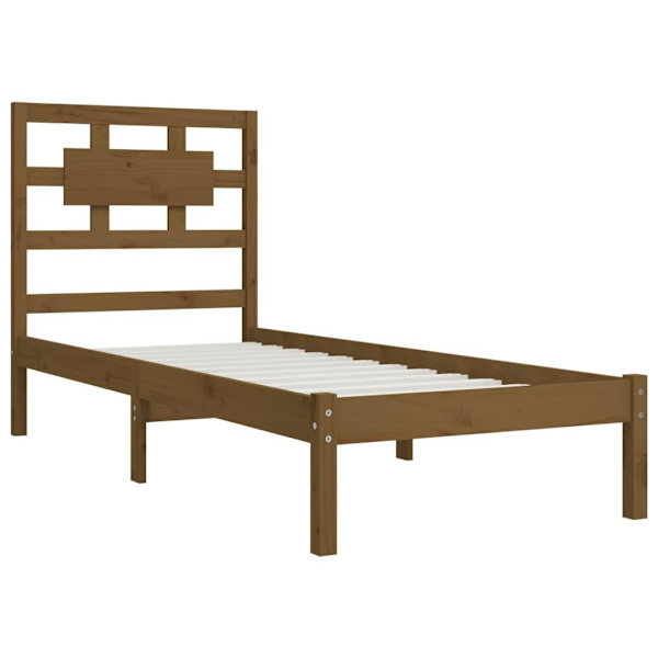 vidaXL Sängram honungsbrun massiv furu 100x200 cm enkelsäng Brun