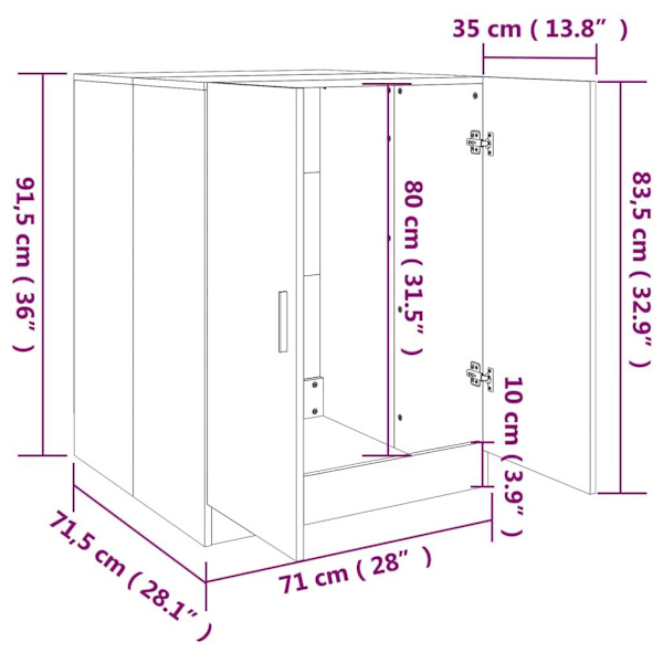 vidaXL Badrumsskåp grå sonoma-ek 71x71,5x91,5 cm