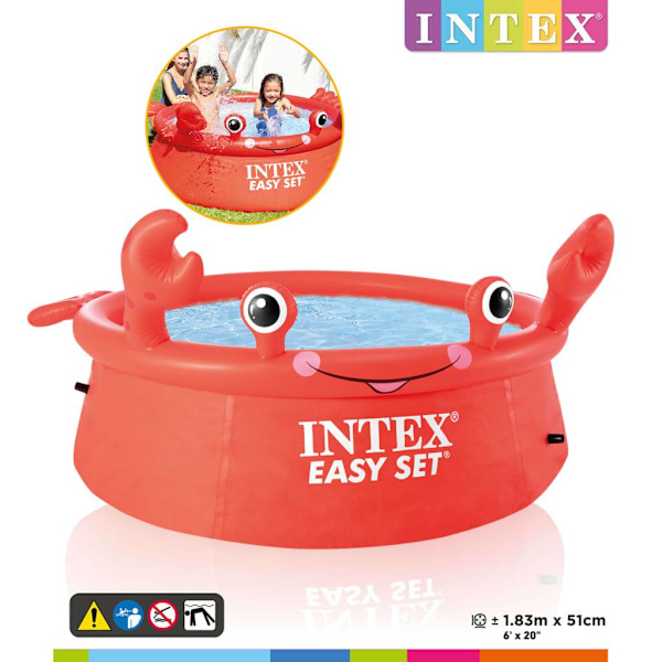 INTEX Uppblåsbar pool glad krabba Easy Set 183x51 cm