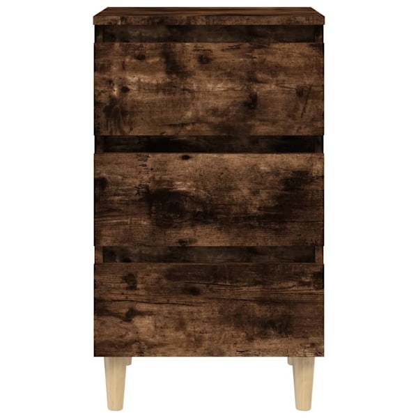 vidaXL Sängbord med ben i massivt trä 2 st rökfärgad ek 40x35x69 cm Brun