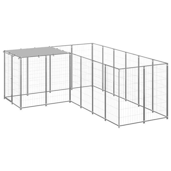 vidaXL Hundgård silver 4,84 m² stål Silver