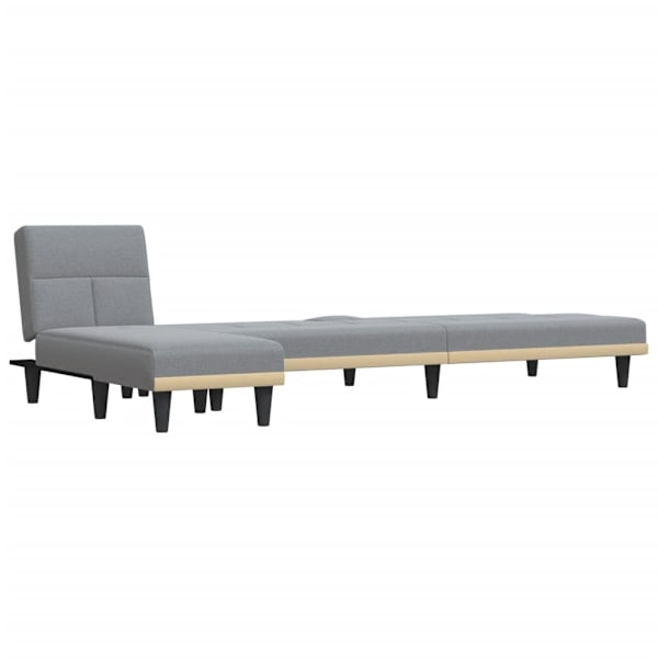 vidaXL L-formad bäddsoffa ljusgrå 255x140x70 cm tyg Grå