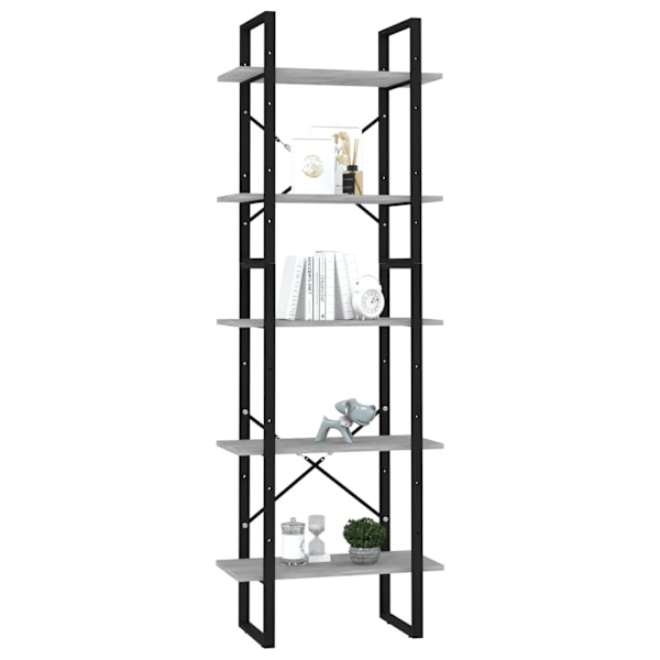 vidaXL Bokhylla med 5 hyllplan betonggrå 60x30x175 cm konstruerat trä grå