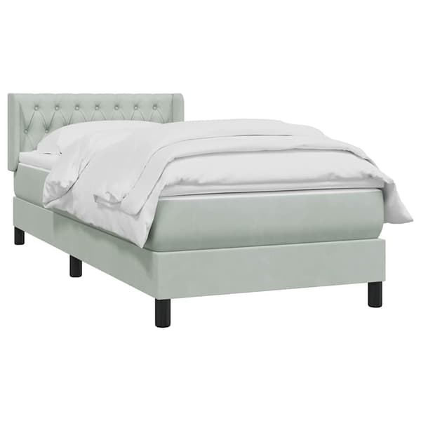 vidaXL Ramsäng med madrass ljusgrå 90x210 cm sammet Grå