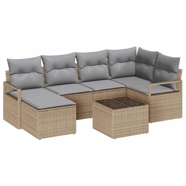 vidaXL Soffset 7 st Beige konstrotting Beige