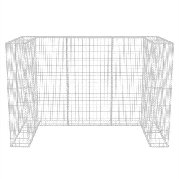 vidaXL Gabionkorg med skydd för 2 soptunnor stål 180x100x120 cm Silver
