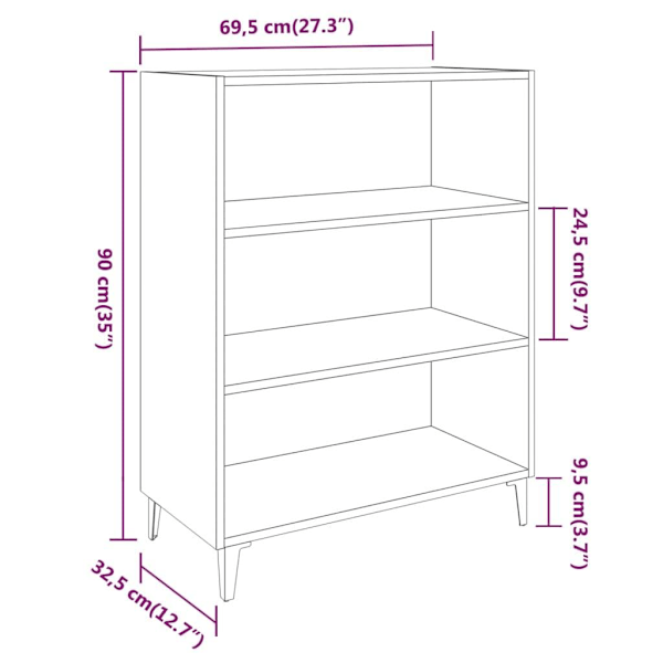vidaXL Skänk svart 69,5x32,5x90 cm konstruerat trä Svart