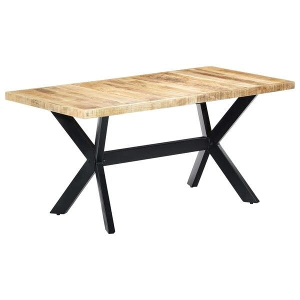 vidaXL Matbord 160x80x75 cm massivt grovt mangoträ Brun