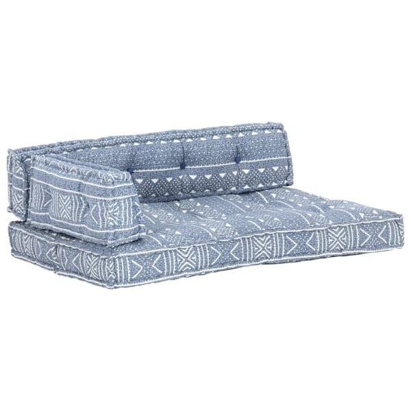vidaXL Dyna till pallsoffa indigo tyg lappmönster Blå