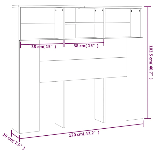 vidaXL Sänggavel med förvaring svart 120x19x103,5 cm Svart