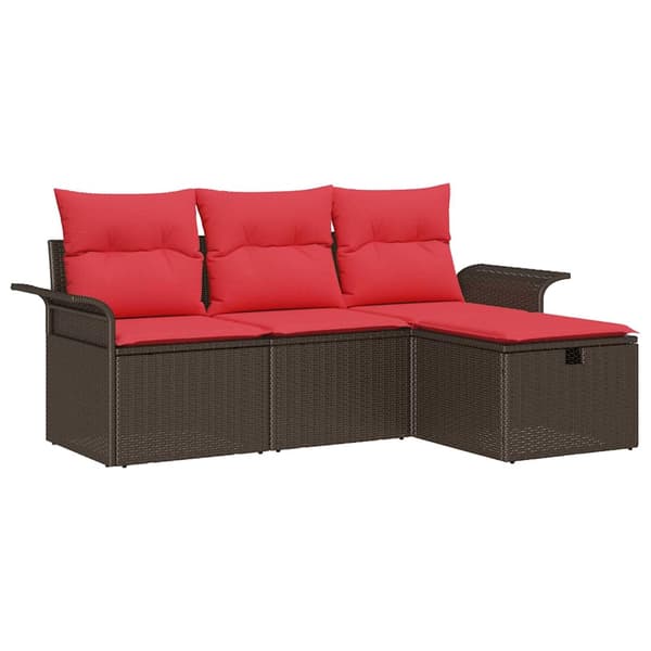 vidaXL Trädgårdsoffset 4 st Poly rattan Svart