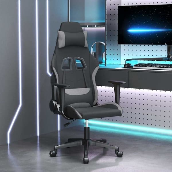vidaXL gamingstol svart och ljusgrå tyg Grå